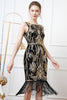 Load image into Gallery viewer, Sparkly Black Golden Bodycon Sequins 1920s Dress with Fringes