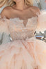Load image into Gallery viewer, Sparkly Light Pink Organza Tiered Short Homecoming Dress with Appliques