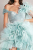 Load image into Gallery viewer, Sparkly Light Green Organza High-Low Homecoming Dress