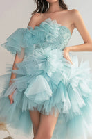 Load image into Gallery viewer, Sparkly Light Green Organza Short Homecoming Dress with Beading
