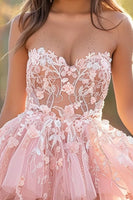 Load image into Gallery viewer, Blush Tulle Sweetheart Short Homecoming Dress with Lace