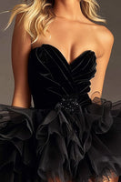 Load image into Gallery viewer, Black Tulle A Line Sweetheart Short Homecoming Dress with Ruffles
