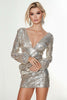 Load image into Gallery viewer, Sparkly Silver Bodycon Sequin Short Homecoming Dress with Sleeves