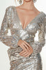 Load image into Gallery viewer, Sparkly Silver Bodycon Sequin Short Homecoming Dress with Sleeves