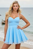 Load image into Gallery viewer, Light Blue Tulle A Line Ruched Short Homecoming Dress