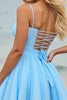 Load image into Gallery viewer, Light Blue Tulle A Line Ruched Short Homecoming Dress