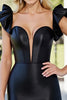 Load image into Gallery viewer, Black Satin Bodycon Short Homecoming Dress with Ruffles