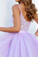 Load image into Gallery viewer, Sparkly Lilac Corset Tulle A Line Short Homecoming Dress