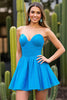 Load image into Gallery viewer, Blue A Line Strapless Ruched Short Homecoming Dress