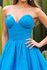 Load image into Gallery viewer, Blue A Line Strapless Ruched Short Homecoming Dress