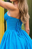 Load image into Gallery viewer, Blue A Line Strapless Ruched Short Homecoming Dress