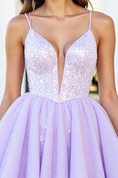 Load image into Gallery viewer, Sparkly Lilac Tulle A Line Short Corset Homecoming Dress