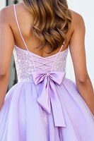 Load image into Gallery viewer, Sparkly Lilac Tulle A Line Short Corset Homecoming Dress