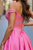 Load image into Gallery viewer, Sparkly Fuchsia A Line Short Corset Homecoming Dress