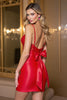 Load image into Gallery viewer, Red Bodycon Satin Short Homecoming Dress with Appliques
