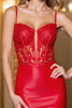 Load image into Gallery viewer, Red Bodycon Satin Short Homecoming Dress with Appliques