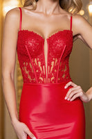 Load image into Gallery viewer, Red Bodycon Satin Short Homecoming Dress with Appliques