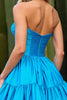 Load image into Gallery viewer, Sky Blue A Line Strapless Short Satin Homecoming Dress