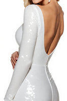 Load image into Gallery viewer, Sparkly White Bodycon Sequin Backless Short Homecoming Dress