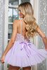 Load image into Gallery viewer, Lilac Tulle A Line Corset Short Homecoming Dress with Appliques