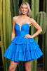 Load image into Gallery viewer, Bright Blue A Line Strapless Ruched Short Homecoming Dress