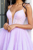Load image into Gallery viewer, Lilac A Line Tulle Corset Short Homecoming Dress with Lace