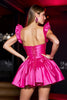 Load image into Gallery viewer, Fuchsia A Line Corset Satin Short Homecoming Dress