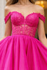 Load image into Gallery viewer, Fuchsia Tulle Corset Off the Shoulder Short Homecoming Dress