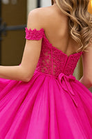 Load image into Gallery viewer, Fuchsia Tulle Corset Off the Shoulder Short Homecoming Dress