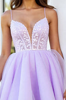 Load image into Gallery viewer, Sparkly Lilac Corset A Line Short Tulle Homecoming Dress