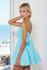 Load image into Gallery viewer, Blue Tulle A Line Short Homecoming Dress with Bow