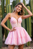 Load image into Gallery viewer, Pink A Line Tulle Short Corset Homecoming Dress with Lace