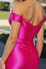 Load image into Gallery viewer, Fuchsia Satin Corset Off the Shoulder Short Bodycon Homecoming Dress