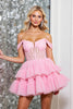 Load image into Gallery viewer, Corset Pink Tulle A Line Short Homecoming Dress with Appliques
