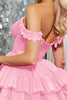 Load image into Gallery viewer, Corset Pink Tulle A Line Short Homecoming Dress with Appliques
