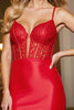 Load image into Gallery viewer, Red Corset Bodycon Short Satin Homecoming Dress with Appliques