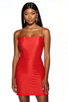 Load image into Gallery viewer, Orange Bodycon Satin Spaghetti Straps Short Homecoming Dress