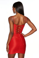 Load image into Gallery viewer, Orange Bodycon Satin Spaghetti Straps Short Homecoming Dress