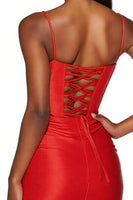 Load image into Gallery viewer, Orange Bodycon Satin Spaghetti Straps Short Homecoming Dress