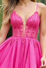 Load image into Gallery viewer, Corset Fuchsia Tulle A Line Short Homecoming Dress with Appliques