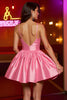 Load image into Gallery viewer, Pink Corset A Line Spaghetti Straps Short Satin Homecoming Dress