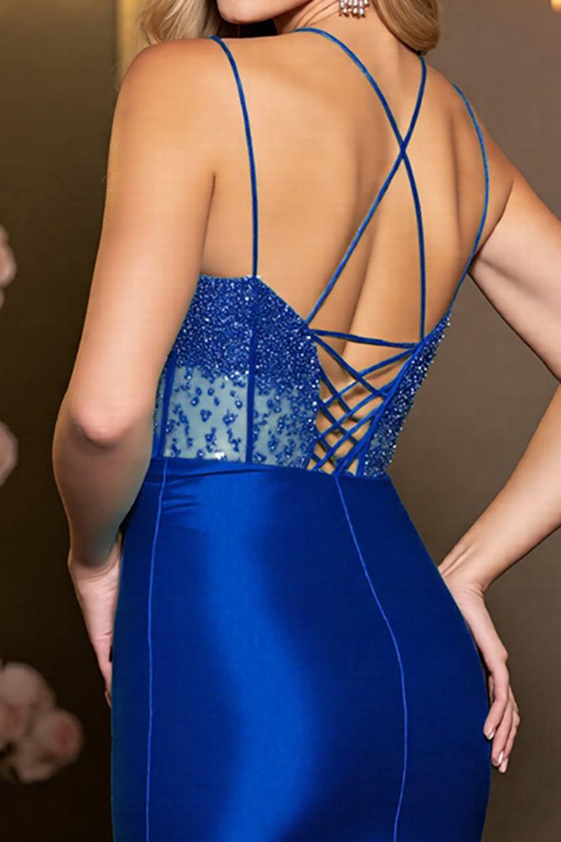 Load image into Gallery viewer, Sparkly Peacock Green Corset Satin Short Homecoming Dress with Beading