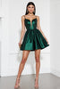 Load image into Gallery viewer, Dark Green Satin Corset A Line Short Homecoming Dress