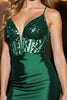Load image into Gallery viewer, Sparkly Corset Peacock Green Satin Short Homecoming Dress