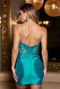 Load image into Gallery viewer, Sparkly Corset Peacock Green Satin Short Homecoming Dress