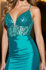 Load image into Gallery viewer, Sparkly Corset Peacock Green Satin Short Homecoming Dress