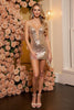 Load image into Gallery viewer, Sparkly Golden Bodycon Sequin Short Homecoming Dress