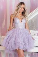 Load image into Gallery viewer, Sparkly Lilac Tulle A Line Short Homecoming Dress with Beading