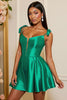 Load image into Gallery viewer, Dark Green A Line Satin Corset Short Homecoming Dress