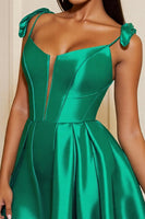 Load image into Gallery viewer, Dark Green A Line Satin Corset Short Homecoming Dress